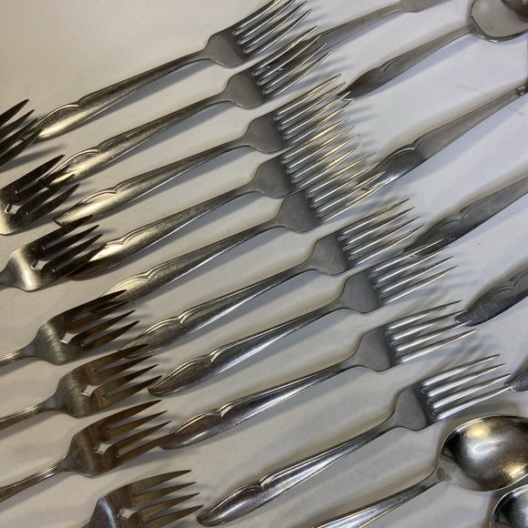 Oneida Oneidacraft Deluxe PROFILE Stainless Flatware 54 pc w Serving pcs Nice - Picture 8 of 13